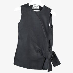 Acne Studios Capron H Silk Black Silk Sleeveless Bow Top